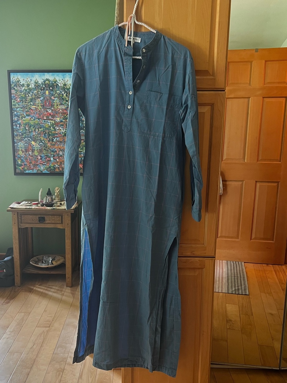 Horses Atelier belted blue dress with thin pink check - Picture 11 of 11